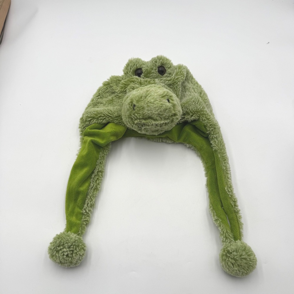 DolliBu Puzzled Green Alligator Crocodile Plush Animal Hat Winter Cap